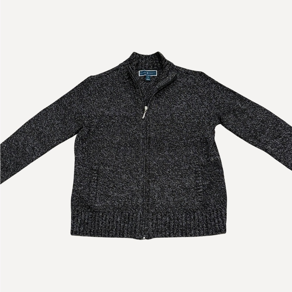 Karen Scott Women’s Charcoal Zip-Up Sweater